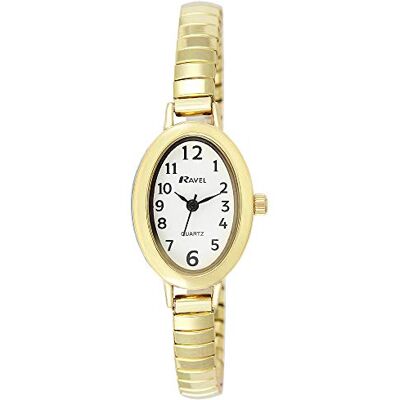 Ravel Orologio cocktail ovale petite per donna, su cinturino espandibile in acciaio inossidabile Ravel Orologio cocktail ovale petite per donna, su cinturino espandibile in acciaio inossidabile