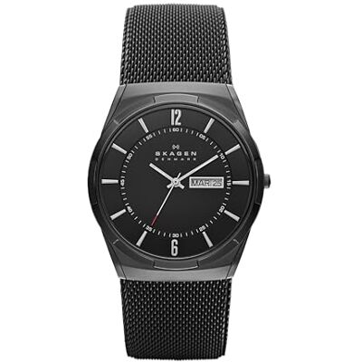 Skagen Orologio Melbye Titanium per uomo, movimento al quarzo a tre lancette con cinturino in acciaio inossidabile o in pelle, 40 mm, Nero Skagen Orologio Melbye Titanium per uomo, movimento al quarzo a tre lancette con cinturino in acciaio inossidabile o in pelle, 40 mm, Nero