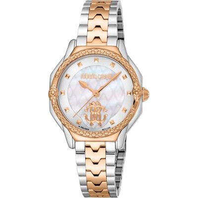 Roberto Cavalli Orologio da polso da donna al quarzo Moda bracciale e cassa in Acciaio INOX di colore Oro display analogico grigio Roberto Cavalli Orologio da polso da donna al quarzo Moda bracciale e cassa in Acciaio INOX di colore Oro display analogico grigio