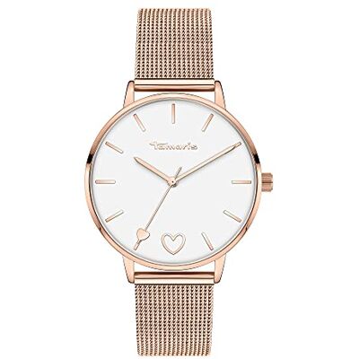 Tamaris orologio da donna con Meshband in acciaio inossidabile e Herz-Detail – Runde schlichte orologio da polso per donna in argento, Gold, Oro rosa, Bicolor idea regalo Tamaris orologio da donna con Meshband in acciaio inossidabile e Herz-Detail – Runde schlichte orologio da polso per donna in argento, Gold, Oro rosa, Bicolor idea regalo