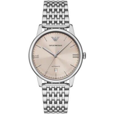 Emporio Armani Orologio Analogico Automatico Uomo con Cinturino in Acciaio Inossidabile , Beige Emporio Armani Orologio Analogico Automatico Uomo con Cinturino in Acciaio Inossidabile , Beige