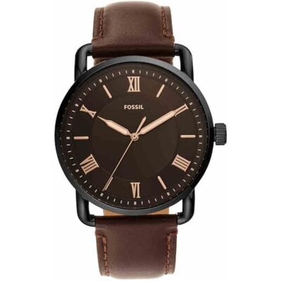 Fossil Orologio Copeland da uomo, Movimento al quarzo a tre lancette con cinturino in pelle Fossil Orologio Copeland da uomo, Movimento al quarzo a tre lancette con cinturino in pelle