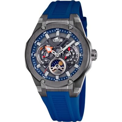 Lotus Orologio Analogico Uomo con Fase Lunar in Gomma Blu Lotus Orologio Analogico Uomo con Fase Lunar in Gomma Blu