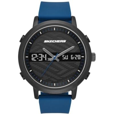 Skechers Orologio Lawndale da uomo, movimento Ana-Digi, cassa in lega nera da 46 mm con cinturino in silicone, Skechers Orologio Lawndale da uomo, movimento Ana-Digi, cassa in lega nera da 46 mm con cinturino in silicone,