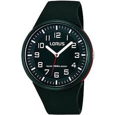 Lorus Orologio da donna in acciaio inossidabile e plastica con cinturino in silicone, nero/nero, standard size, alla moda Lorus Orologio da donna in acciaio inossidabile e plastica con cinturino in silicone, nero/nero, standard size, alla moda