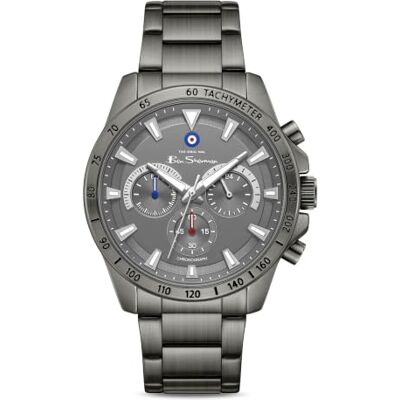 Ben Sherman Orologio da uomo Liverpool Cronografo Quadrante con motivo canna di fucile in rilievo Bracciale in acciaio inossidabile color canna di fucile Ben Sherman Orologio da uomo Liverpool Cronografo Quadrante con motivo canna di fucile in rilievo Bracciale in acciaio inossidabile color canna di fucile