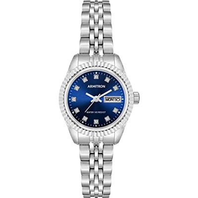 Armitron Orologio da polso da Donna, 75/2475, impreziosito da veri cristalli, funzione datario, Argento/Blu Navy Armitron Orologio da polso da Donna, 75/2475, impreziosito da veri cristalli, funzione datario, Argento/Blu Navy