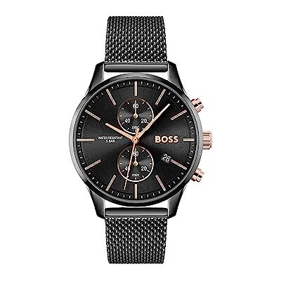 Boss Orologio Cronografo al Quarzo da Uomo 42 mm Collezione ASSOCIATE con Bracciale in Acciaio Inossidabile a Maglie o a Maglia, Funzione Data, 2 Sottocifre, Resistenza all'Acqua 5ATM Boss Orologio Cronografo al Quarzo da Uomo 42 mm Collezione ASSOCIATE con Bracciale in Acciaio Inossidabile a Maglie o a Maglia, Funzione Data, 2 Sottocifre, Resistenza all'Acqua 5ATM