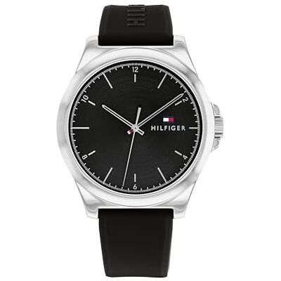 Tommy Hilfiger Orologio Analogico al Quarzo da Uomo con Cinturino in Silicone Nero Tommy Hilfiger Orologio Analogico al Quarzo da Uomo con Cinturino in Silicone Nero