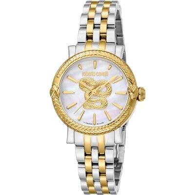 Roberto Cavalli Orologio da polso da donna al quarzo Moda bracciale e cassa in Acciaio INOX di colore Oro display analogico bianco Roberto Cavalli Orologio da polso da donna al quarzo Moda bracciale e cassa in Acciaio INOX di colore Oro display analogico bianco