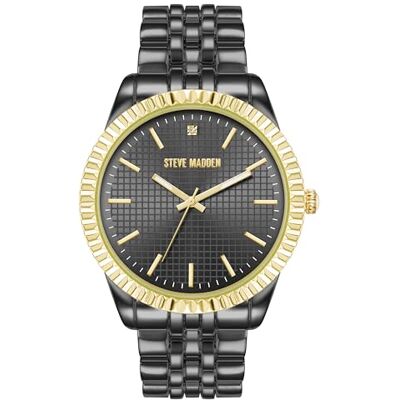 Steve Madden Orologio da quadrante diamante genuino maschile, Bicolore/Scuro Grigio Steve Madden Orologio da quadrante diamante genuino maschile, Bicolore/Scuro Grigio