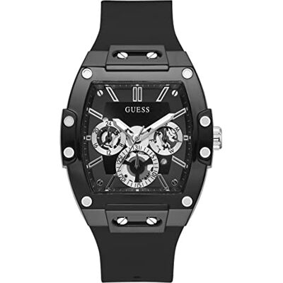 Guess US Orologio multifunzione in nero e argento, uno Guess US Orologio multifunzione in nero e argento, uno