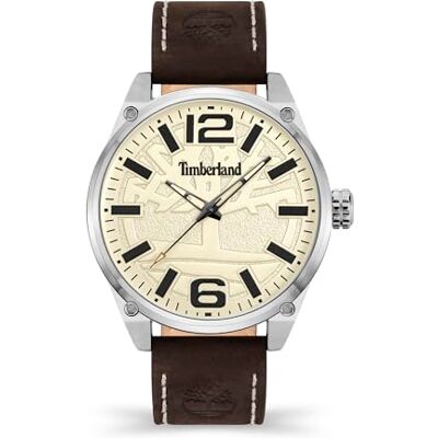 Timberland Orologio da uomo Ripley Z marrone e crema con cinturino in pelle 3ATM Timberland Orologio da uomo Ripley Z marrone e crema con cinturino in pelle 3ATM