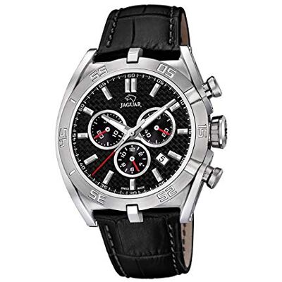 JAGUAR Orologio modello J857 / 4 della collezione EXECUTIVE, cassa da 45,8 mm nera con cinturino in pelle nera per uomo Unisex adulto JAGUAR Orologio modello J857 / 4 della collezione EXECUTIVE, cassa da 45,8 mm nera con cinturino in pelle nera per uomo Unisex adulto