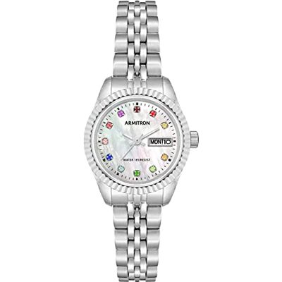 Armitron Orologio da Donna con cinturino in metallo con quadrante accentato in cristallo, giorno/data, 75/2475 Armitron Orologio da Donna con cinturino in metallo con quadrante accentato in cristallo, giorno/data, 75/2475
