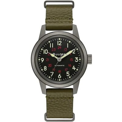 Bulova Orologio unisex analogico automatico con cinturino in vera pelle , cachi, cinghie Bulova Orologio unisex analogico automatico con cinturino in vera pelle , cachi, cinghie