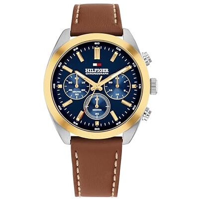 Tommy Hilfiger Orologio con Cronografo al Quarzo da Uomo con Cinturino in Pelle Marrone Chiaro , Light Brown Tommy Hilfiger Orologio con Cronografo al Quarzo da Uomo con Cinturino in Pelle Marrone Chiaro , Light Brown
