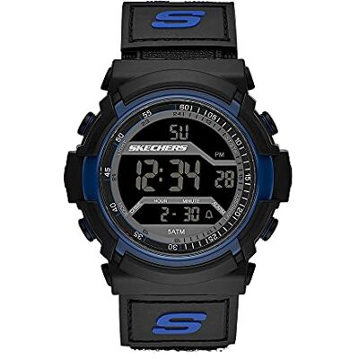 Skechers Orologio Flournoy da uomo, movimento digitale, cassa in policarbonato nero da 53 mm con cinturino in nylon, , Grafite e blu Skechers Orologio Flournoy da uomo, movimento digitale, cassa in policarbonato nero da 53 mm con cinturino in nylon, , Grafite e blu