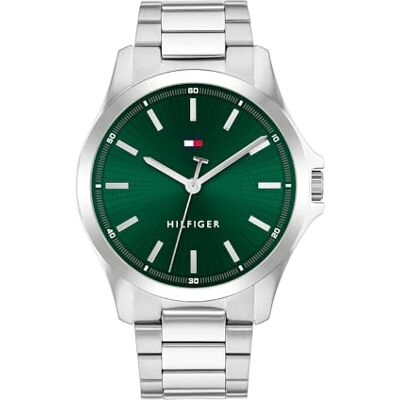 Tommy Hilfiger Orologio con Movimento al Quarzo a Tre Lancette da Uomo Disponibile con cinturino in acciaio inossidabile o cinturino in pelle, Green Tommy Hilfiger Orologio con Movimento al Quarzo a Tre Lancette da Uomo Disponibile con cinturino in acciaio inossidabile o cinturino in pelle, Green