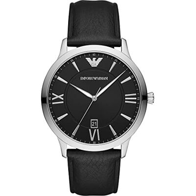 Emporio Armani Orologio Uomo, movimento a tre lancette con data, cassa in acciaio inossidabile 43 mm, cinturino in pelle, Emporio Armani Orologio Uomo, movimento a tre lancette con data, cassa in acciaio inossidabile 43 mm, cinturino in pelle,