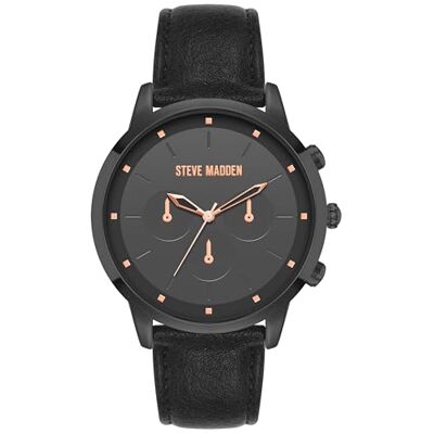 Steve Madden Orologio da uomo con cinturino, Nero/Grigio Steve Madden Orologio da uomo con cinturino, Nero/Grigio