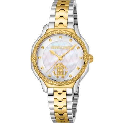 Roberto Cavalli Orologio da polso da donna al quarzo Moda bracciale e cassa in Acciaio INOX di colore Oro display analogico grigio Roberto Cavalli Orologio da polso da donna al quarzo Moda bracciale e cassa in Acciaio INOX di colore Oro display analogico grigio
