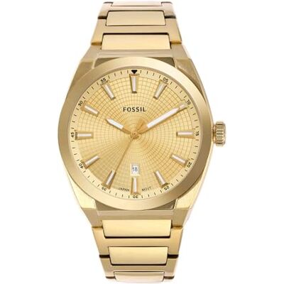 Fossil Orologio da uomo Everett a 3 lancette, cassa 42 mm, movimento al quarzo, cinturino in acciaio inossidabile Fossil Orologio da uomo Everett a 3 lancette, cassa 42 mm, movimento al quarzo, cinturino in acciaio inossidabile