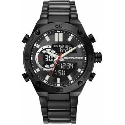 Skechers Orologio Analogico al Quarzo Uomo con Cinturino in Lega di Acciaio , 46 mm, Nero antracite Skechers Orologio Analogico al Quarzo Uomo con Cinturino in Lega di Acciaio , 46 mm, Nero antracite