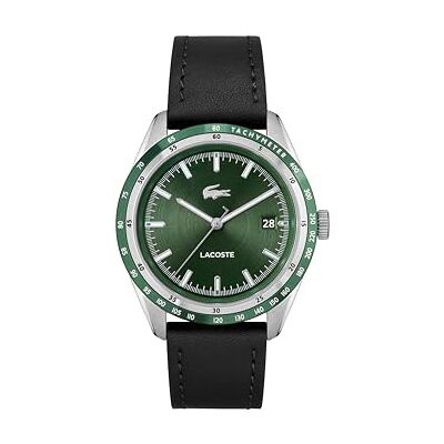 Lacoste Orologio Analogico al Quarzo da Uomo Collezione EVERETT con Cinturino in Pelle Nero Lacoste Orologio Analogico al Quarzo da Uomo Collezione EVERETT con Cinturino in Pelle Nero