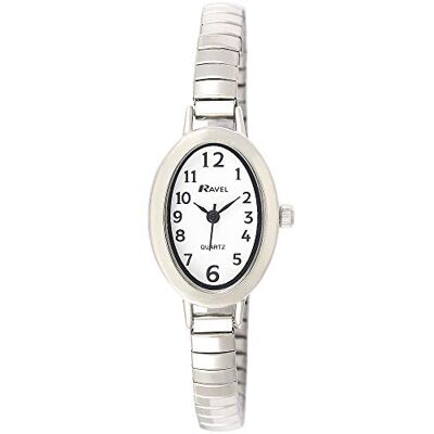 Ravel Orologio cocktail ovale petite per donna, su cinturino espandibile in acciaio inossidabile Ravel Orologio cocktail ovale petite per donna, su cinturino espandibile in acciaio inossidabile
