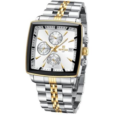 FORSINING Orologio Uomo Quadrato, Orologio Cronografo al Quarzo Business con Funzione Luminosa e Data, Impermeabile Cinturino in Acciaio Inossidabile Blu Orologio di Lusso per Uomo FORSINING Orologio Uomo Quadrato, Orologio Cronografo al Quarzo Business con Funzione Luminosa e Data, Impermeabile Cinturino in Acciaio Inossidabile Blu Orologio di Lusso per Uomo
