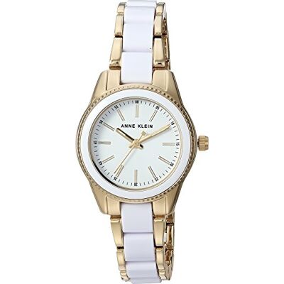 Anne Klein Orologio da donna con cinturino a bracciale in resina, Bianco Anne Klein Orologio da donna con cinturino a bracciale in resina, Bianco