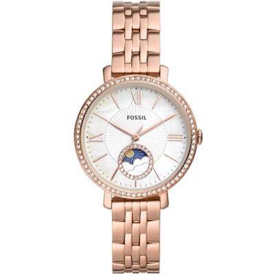 Fossil Orologio Jacqueline da donna, Movimento al quarzo a tre lancette con fasi lunari e cinturino in acciaio inossidabile Fossil Orologio Jacqueline da donna, Movimento al quarzo a tre lancette con fasi lunari e cinturino in acciaio inossidabile