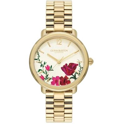 Burton Orologio con Movimento al Quarzo a Tre Lancette da Donna Collezione VINTAGE FLORAL con Cinturino in Acciaio Inossidabile di Colore Dorato Burton Orologio con Movimento al Quarzo a Tre Lancette da Donna Collezione VINTAGE FLORAL con Cinturino in Acciaio Inossidabile di Colore Dorato
