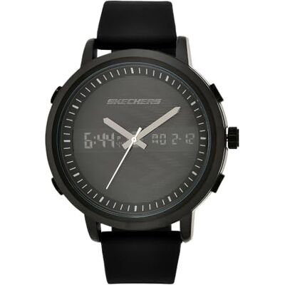 Skechers Orologio Lawndale Uomo, movimento Ana-Digi, cassa in lega nera da 46 mm con cinturino in silicone, Skechers Orologio Lawndale Uomo, movimento Ana-Digi, cassa in lega nera da 46 mm con cinturino in silicone,