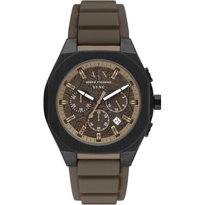 Armani Orologio per uomo, movimento cronografo al quarzo e cassa da 44 mm con cinturino in silicone Armani Orologio per uomo, movimento cronografo al quarzo e cassa da 44 mm con cinturino in silicone