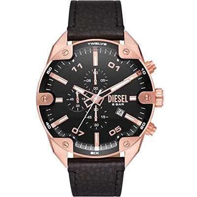 Diesel Orologio da uomo con cronografo al quarzo, con cinturino in pelle Diesel Orologio da uomo con cronografo al quarzo, con cinturino in pelle