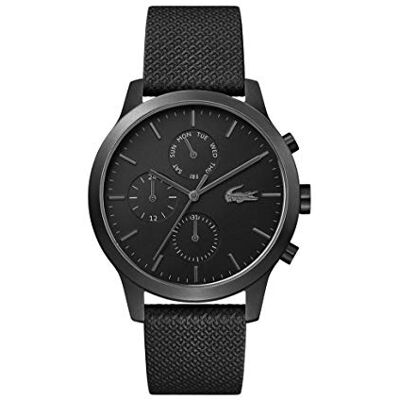 Lacoste Orologio Analogico Multifunzione al Quarzo da Uomo Collezione .12.12 con Cinturino in Pelle Nero Lacoste Orologio Analogico Multifunzione al Quarzo da Uomo Collezione .12.12 con Cinturino in Pelle Nero