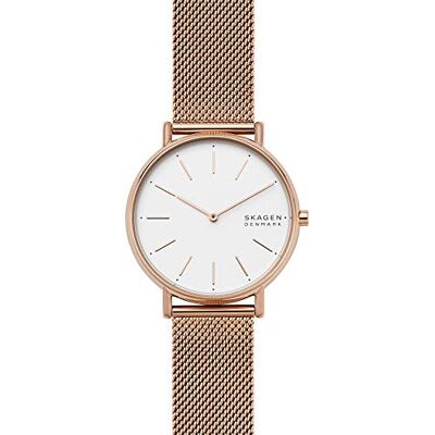 Skagen Signatur Orologio da donna, Movimento al quarzo a due lancette con cinturino in acciaio inossidabile o in pelle, 38 mm, Tono oro rosa e bianco Skagen Signatur Orologio da donna, Movimento al quarzo a due lancette con cinturino in acciaio inossidabile o in pelle, 38 mm, Tono oro rosa e bianco
