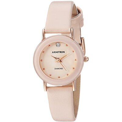 Armitron Orologio da donna con quadrante con vero diamante e cinturino in pelle, 75/2447, Rosa Cipria/Oro Rosa Armitron Orologio da donna con quadrante con vero diamante e cinturino in pelle, 75/2447, Rosa Cipria/Oro Rosa