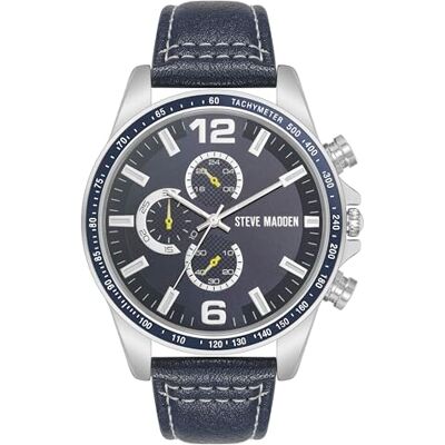 Steve Madden Orologio da uomo con cinturino, Blu navy/Argento Steve Madden Orologio da uomo con cinturino, Blu navy/Argento