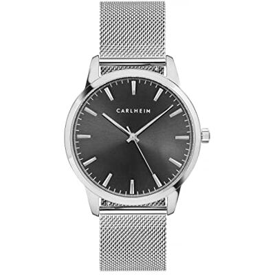 Carlheim Orologio Analogico al Quarzo Giapponese da Uomo con Cinturino in Argento-Plated-Acciaio Carlheim Orologio Analogico al Quarzo Giapponese da Uomo con Cinturino in Argento-Plated-Acciaio