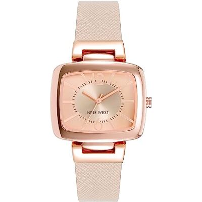 Nine West Orologio da polso da donna, con cinturino in ecopelle saffiano, Rosa Cipria/Oro Rosa Nine West Orologio da polso da donna, con cinturino in ecopelle saffiano, Rosa Cipria/Oro Rosa
