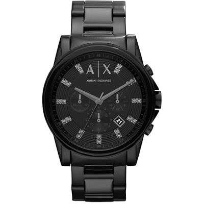 Armani Orologio cronografo al quarzo da uomo, cassa in acciaio inossidabile nero da 45 mm con bracciale in acciaio inossidabile, , Grafite e nero Armani Orologio cronografo al quarzo da uomo, cassa in acciaio inossidabile nero da 45 mm con bracciale in acciaio inossidabile, , Grafite e nero