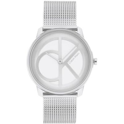 Calvin Klein Orologio Analogico al Quarzo Per Uomo e Donna Collezione ICONIC MESH 40MM con Cinturino in Maglia Metallica in Acciaio Inossidabile Argentato Calvin Klein Orologio Analogico al Quarzo Per Uomo e Donna Collezione ICONIC MESH 40MM con Cinturino in Maglia Metallica in Acciaio Inossidabile Argentato