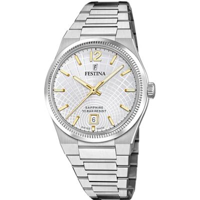 Festina Swiss Made Orologio Donna in Acciaio Inox. 316l Argentato Movimento al Quarzo, Vetro Zaffiro Resistente, Impermeabile 10 ATM, Calendario F20052/2, Rive Collection Festina Swiss Made Orologio Donna in Acciaio Inox. 316l Argentato Movimento al Quarzo, Vetro Zaffiro Resistente, Impermeabile 10 ATM, Calendario F20052/2, Rive Collection