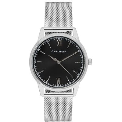 Carlheim Orologio Analogico al Quarzo Giapponese da Uomo con Cinturino in Argento-Plated-Acciaio Carlheim Orologio Analogico al Quarzo Giapponese da Uomo con Cinturino in Argento-Plated-Acciaio