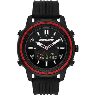 Skechers Orologio Wilkie Uomo, Movimento AnaDigi, 50 mm Cassa in Policarbonato Nero con Cinturino in Silicone, Skechers Orologio Wilkie Uomo, Movimento AnaDigi, 50 mm Cassa in Policarbonato Nero con Cinturino in Silicone,