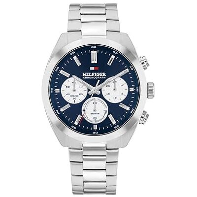 Tommy Hilfiger Orologio con Cronografo al Quarzo da Uomo con Cinturino in Acciaio Inossidabile Argentato , Silver Tommy Hilfiger Orologio con Cronografo al Quarzo da Uomo con Cinturino in Acciaio Inossidabile Argentato , Silver