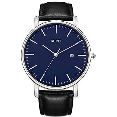 BUREI Orologio da uomo moderno minimalista Orologio da uomo elegante con quadrante grande classico con cinturino in pelle BUREI Orologio da uomo moderno minimalista Orologio da uomo elegante con quadrante grande classico con cinturino in pelle